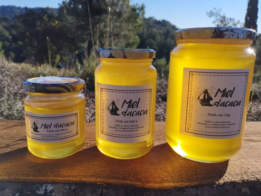 lot de miels d'acacia la ruche monnier france
